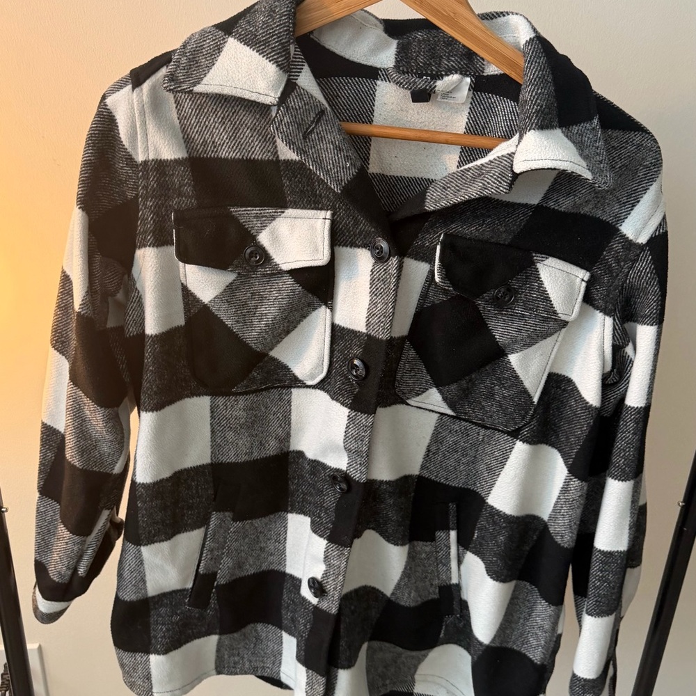 Divided Black and White Plaid Jacket